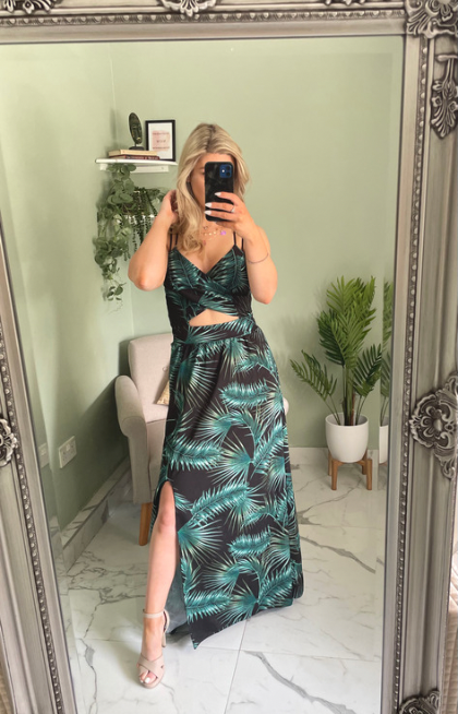 Willow Black Tropical Print Dress