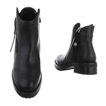 Georgie Black Leather-Look Faux Croc Ankle Boots