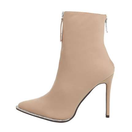 Cream high heel boots with diamanté sole