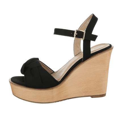 Lucia Black Bowknot Wedge Sandals