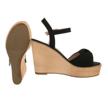 Lucia Black Bowknot Wedge Sandals