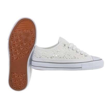 Nia White Lace Canvas Trainers