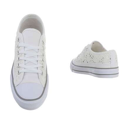 Nia White Lace Canvas Trainers