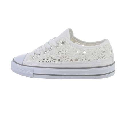 Nia White Lace Canvas Trainers