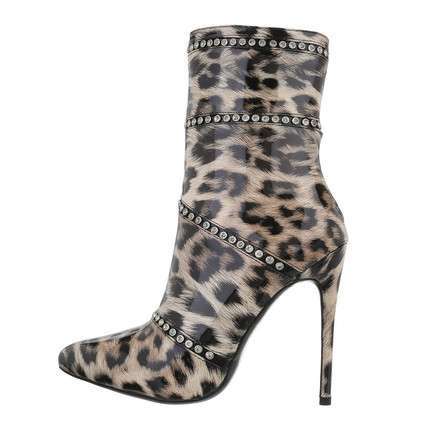 Leopard print high heel boots