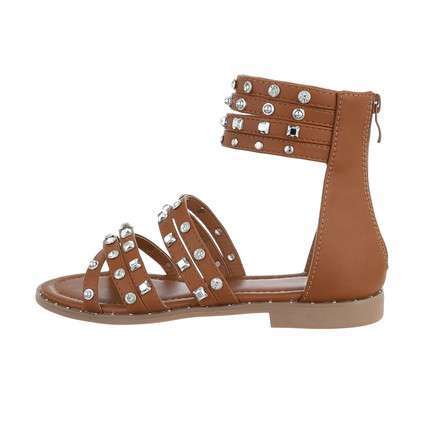 Bianca Tan Brown Studded Flat Gladiator Sandals